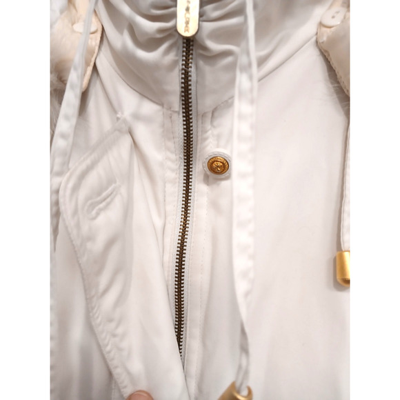 IZZI Rothschild FOX FUR Detachable Hood Parka Jacket Womens Size S Ivory Vintage - Picture 5 of 16